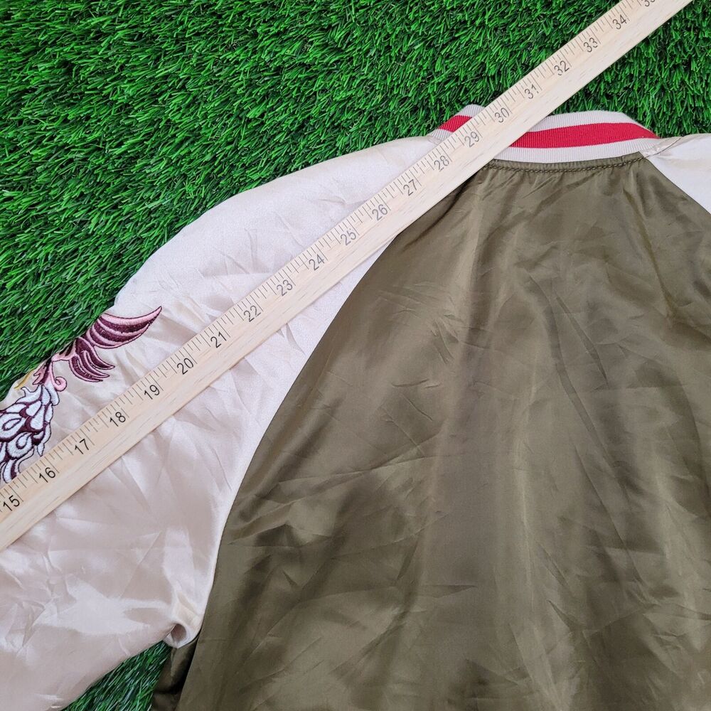 Phoenix Bomber Jacket M/L 21x21 Taupe Boxy Colorblock - Picture 3 of 13